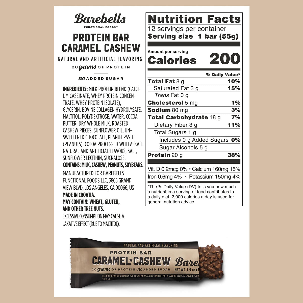Caramel Cashew Protein Bars 20g Protein 24-Pack