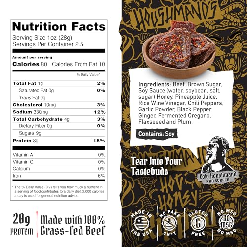 Beef Jerky Grass-Fed 20g Protein Made in USA