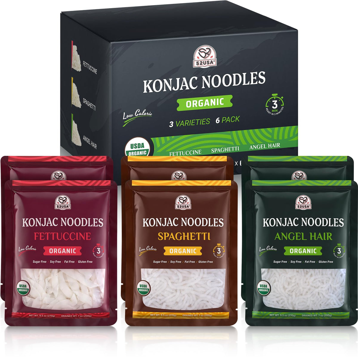 Organic Konjac Shirataki Noodles 3-Variety Pack