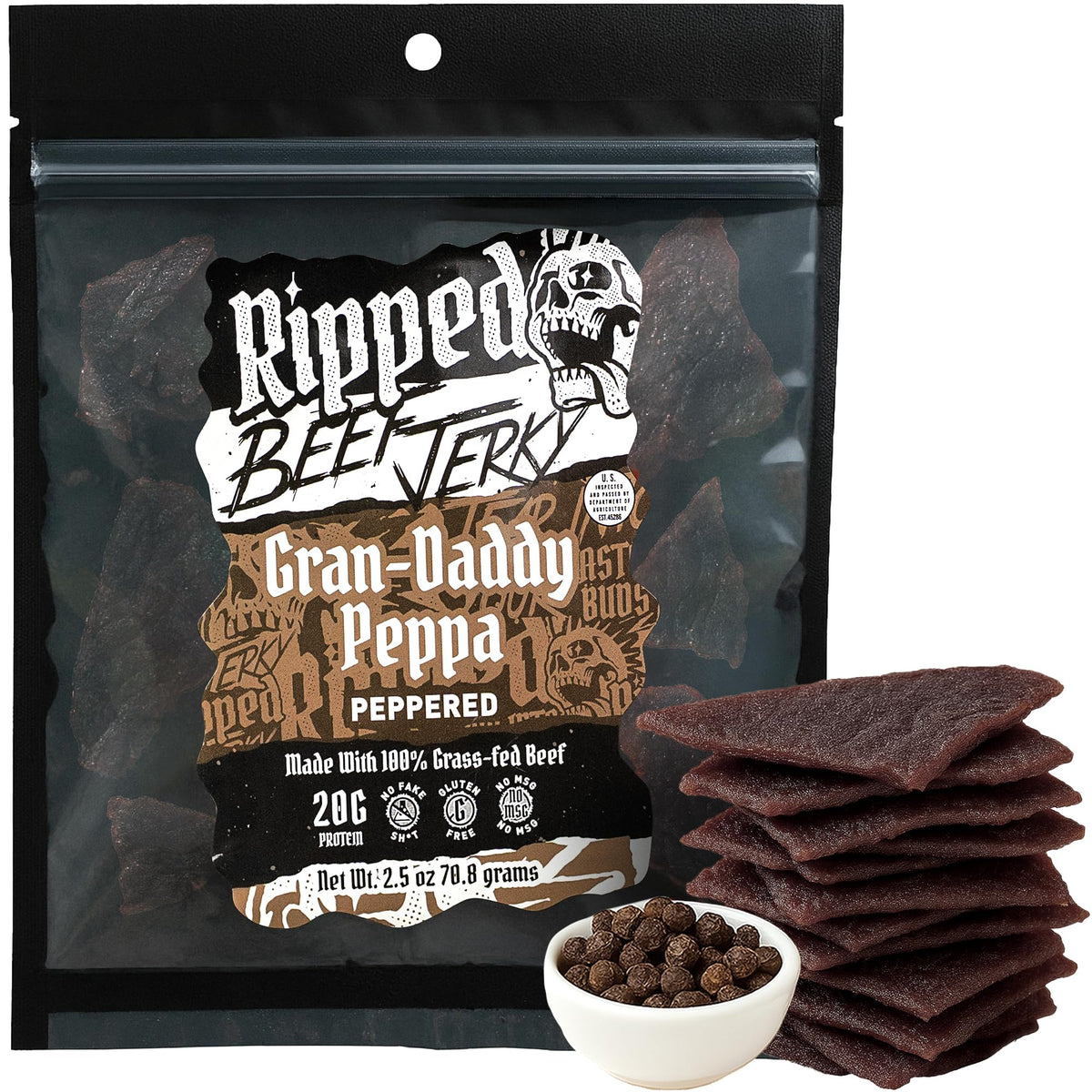 Beef Jerky Grass-Fed 20g Protein Made in USA
