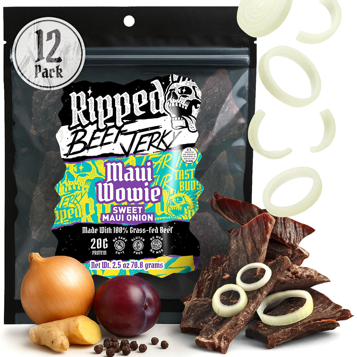 Beef Jerky Grass-Fed 20g Protein Made in USA