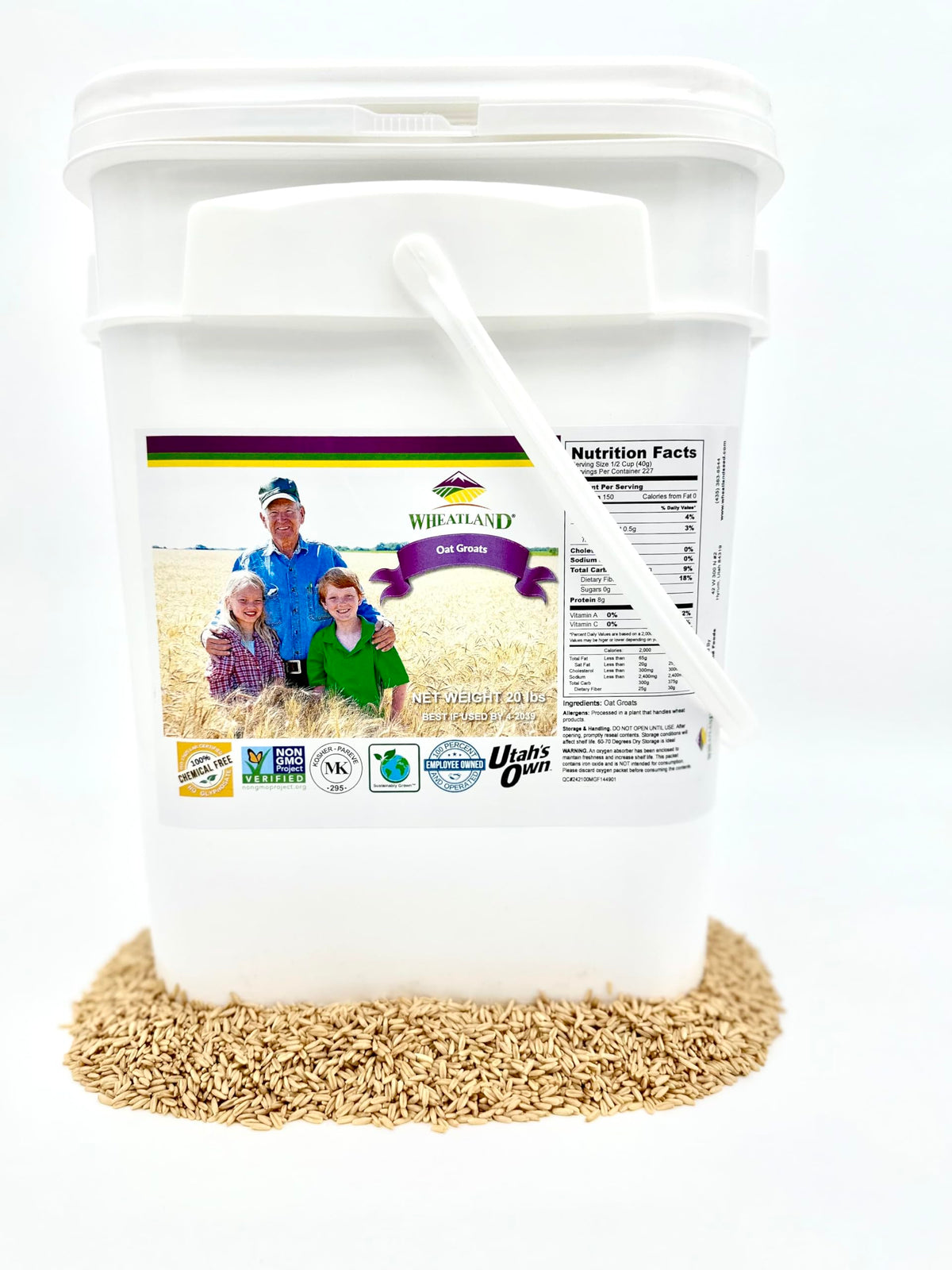 Whole Grain Oat Groats USA Grown 20 Pound Bucket