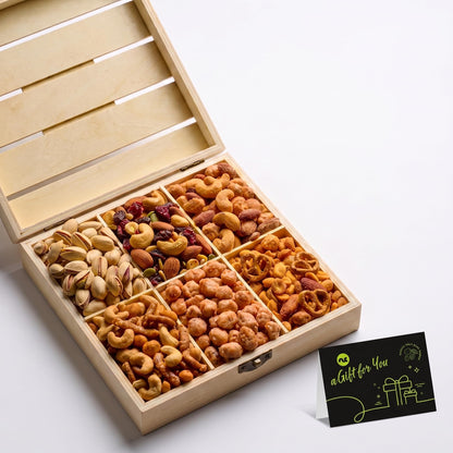 Mixed Nuts Gift Basket in Reusable Wooden Box