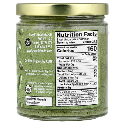 Organic Pumpkin Seed Butter Sprouted and Unsalted