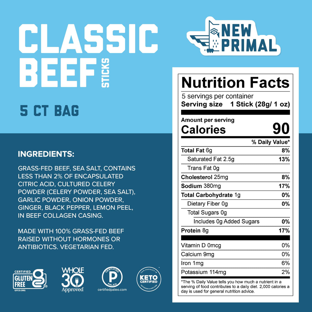 Grass-Fed Beef Sticks Classic and Spicy Pack