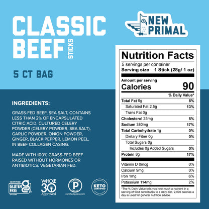 Grass-Fed Beef Sticks Classic and Spicy Pack