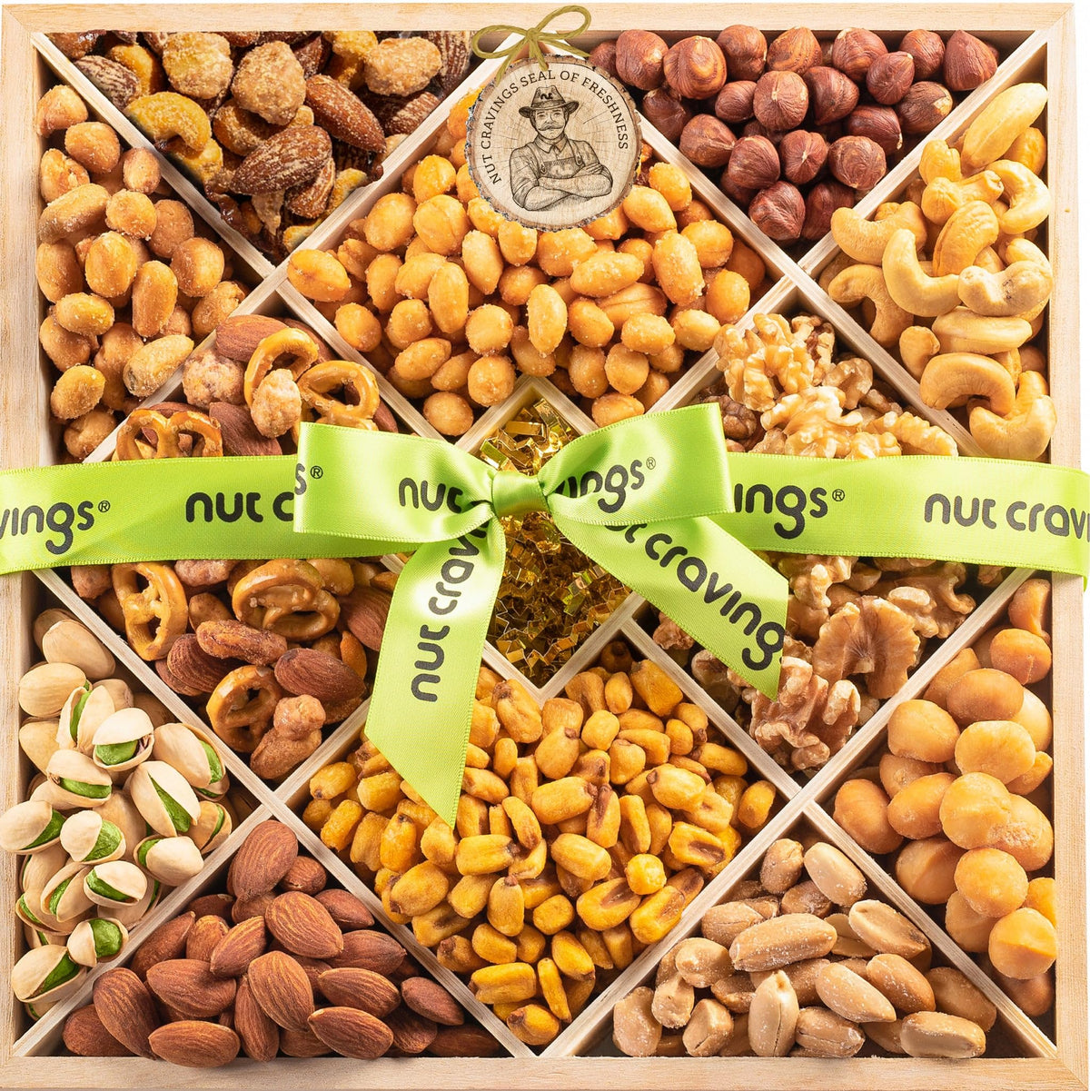 Mixed Nuts Gift Basket in Reusable Wooden Box