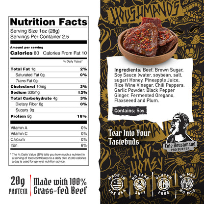 Beef Jerky Grass-Fed 20g Protein Made in USA