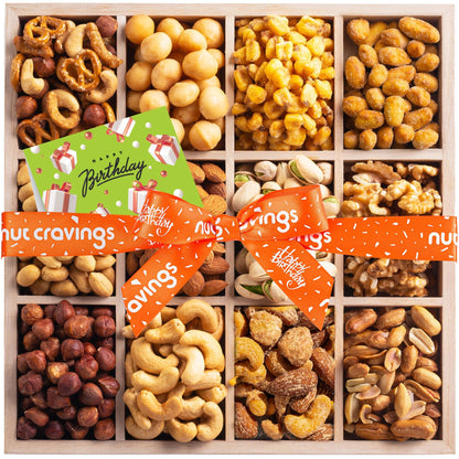 Mixed Nuts Gift Basket in Reusable Wooden Box