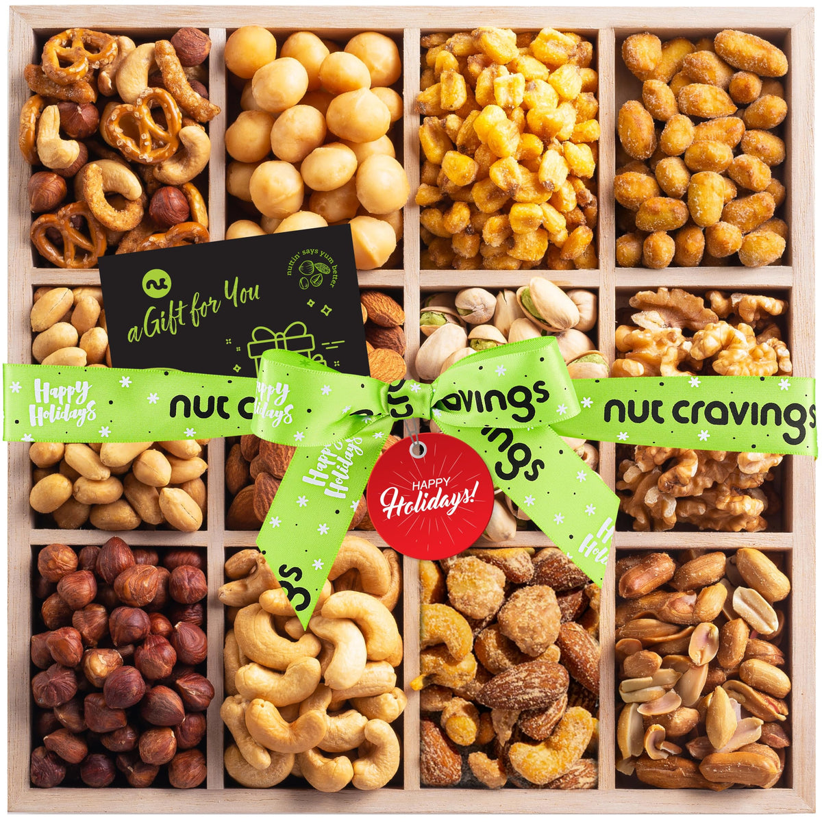 Mixed Nuts Gift Basket in Reusable Wooden Box