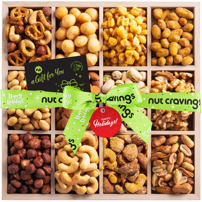 Mixed Nuts Gift Basket in Reusable Wooden Box