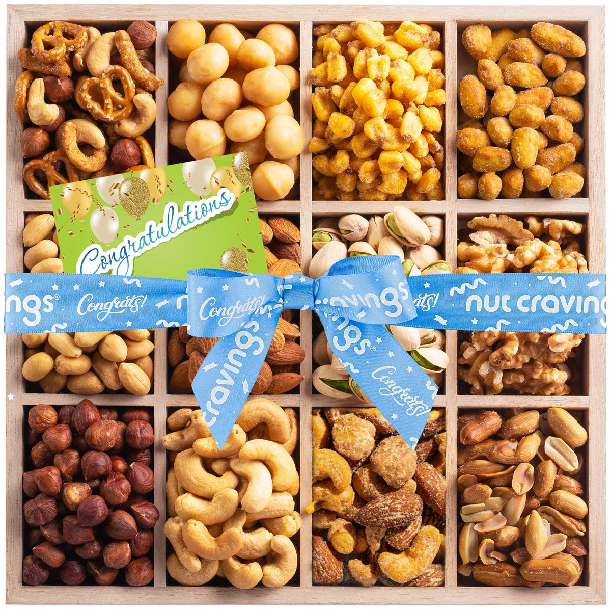Mixed Nuts Gift Basket in Reusable Wooden Box
