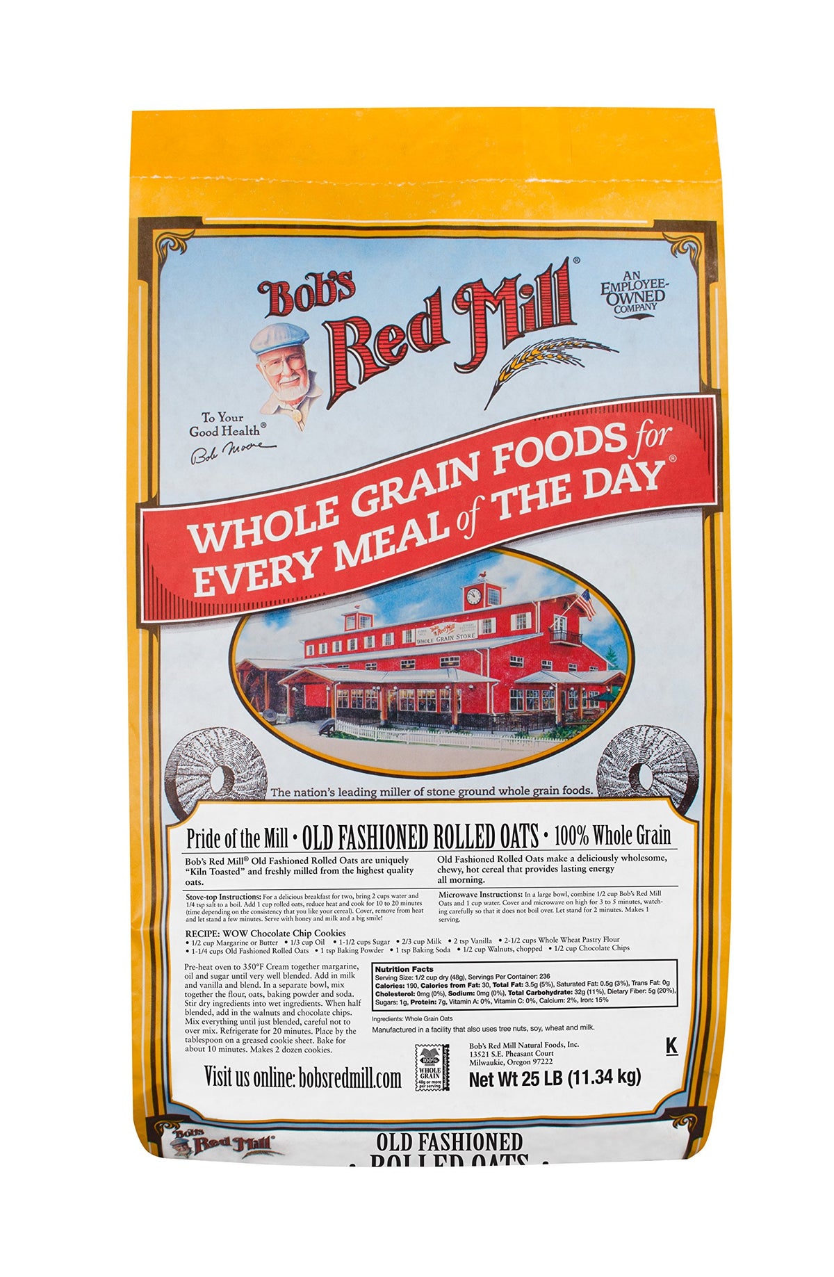 Old Fashioned Rolled Oats Whole Grain 25 Pound Bag