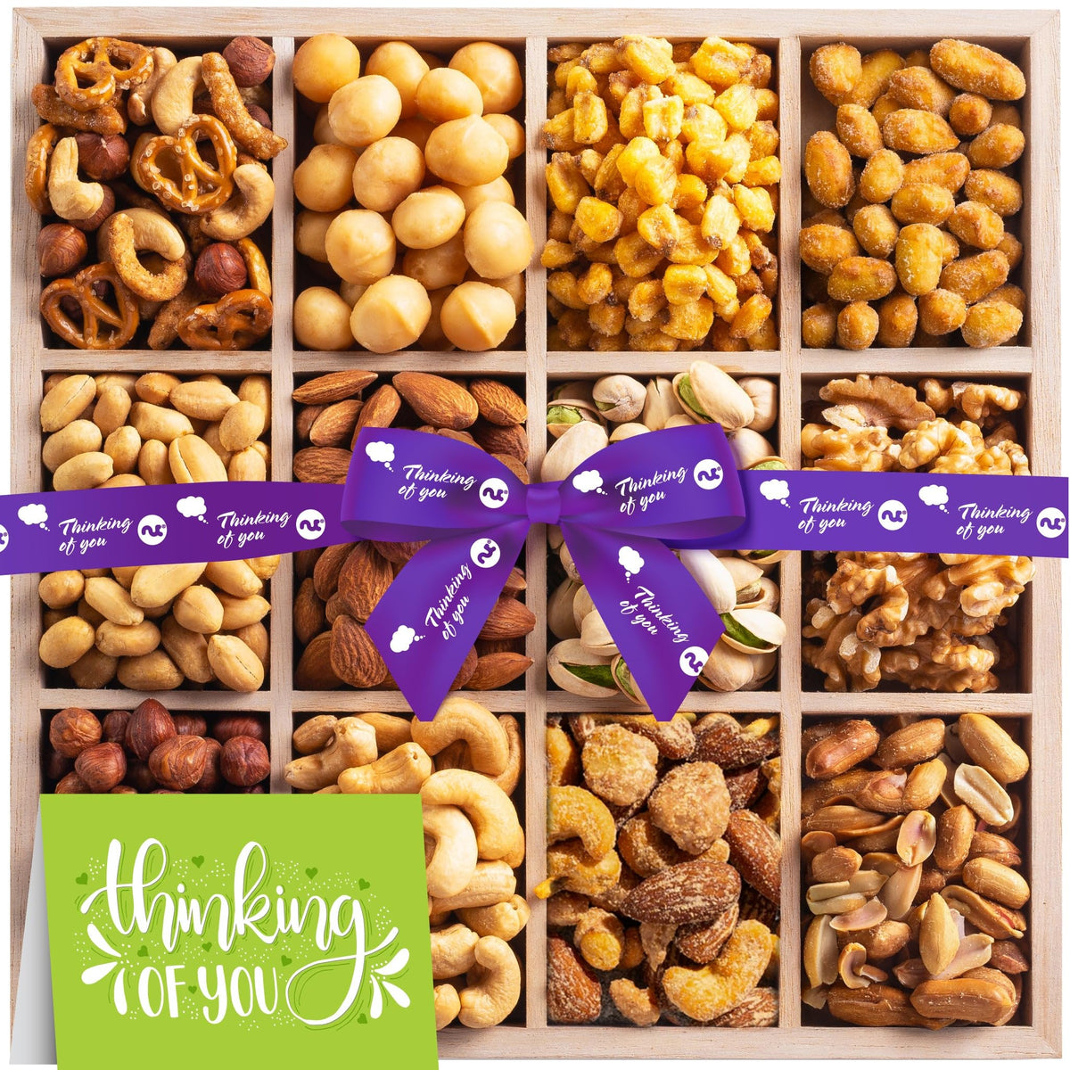 Mixed Nuts Gift Basket in Reusable Wooden Box