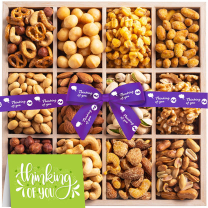 Mixed Nuts Gift Basket in Reusable Wooden Box