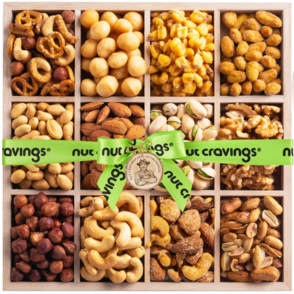 Mixed Nuts Gift Basket in Reusable Wooden Box